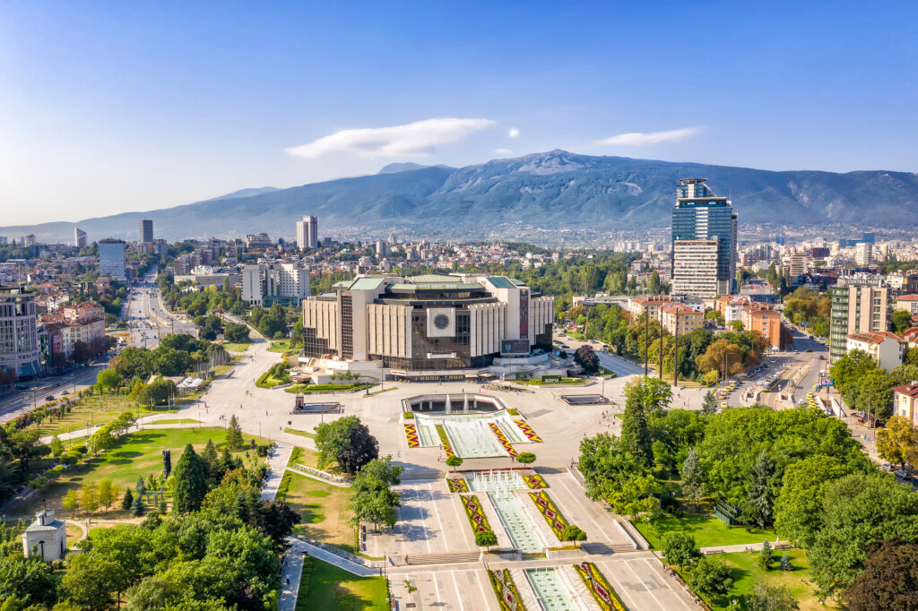Sofia,,Bulgaria,-,August,22,,2019:,Amazing,Aerial,View,Of