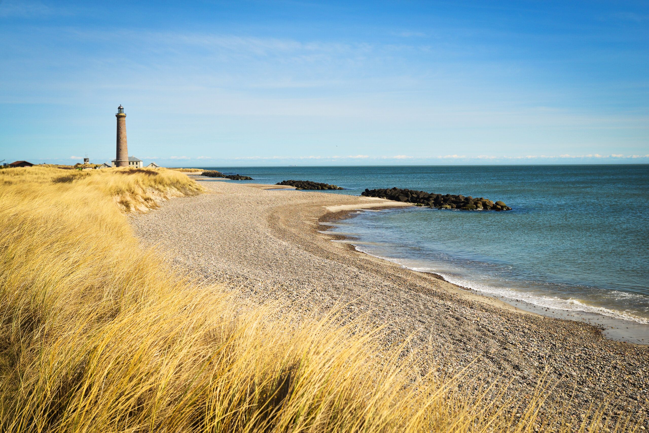 Lighthouse,In,Skagen,,Denmark,,On,A,Sunny,Day