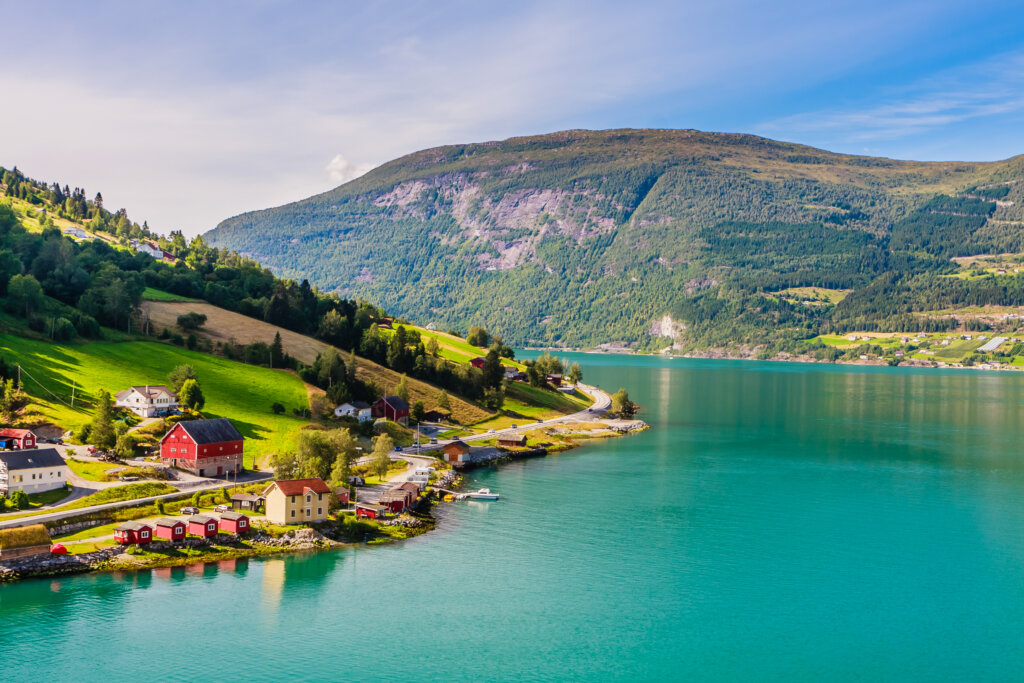 Small,Houses,At,Olden,,Norway.olden,Is,A,Village,And,Urban