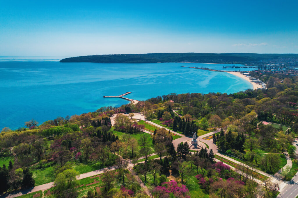 Varna,Spring,Time,,Beautiful,Aerial,View,Above,Sea,Garden.