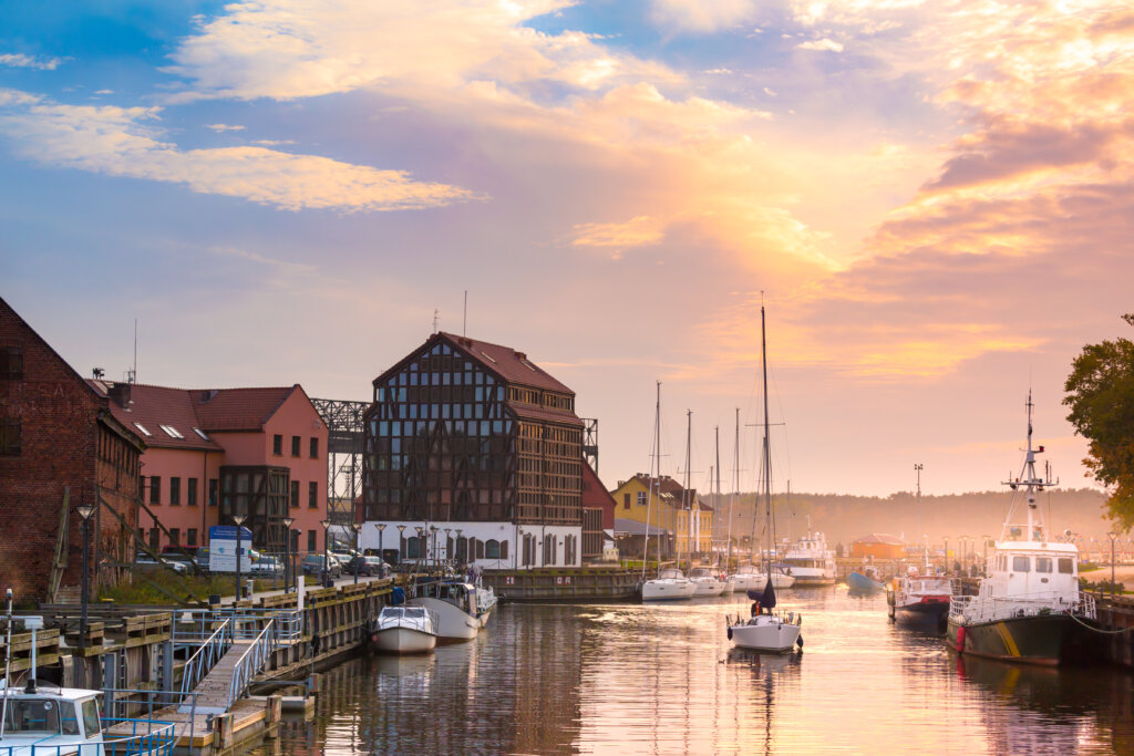 Sunset,In,The,Harbor.,Klaipeda,,Lithuania.
