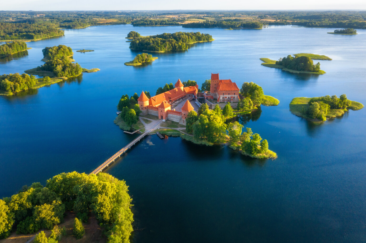 Trakai,Castle,In,Lithuania,Aerial,View.,Green,Islands,In,Lake